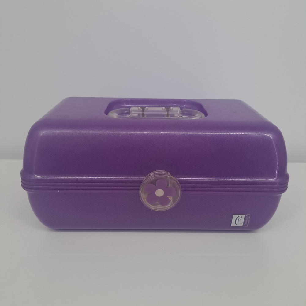 VTG Caboodles Purple Makeup Cosmetic Case Organizer Flower Latch Y2K 90s Retro